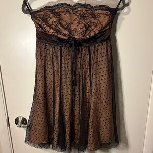 Bebe Black and Brown Lace Dress